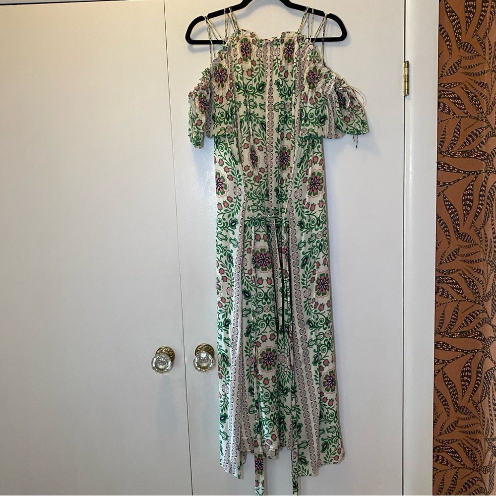 Tory Burch Asilomar Garden Party Asilomar Floral Dress White Purple Green 10 - Picture 5 of 13